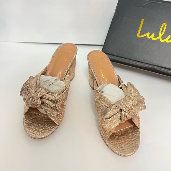 Lulus Dorthea Rose Gold Knotted High Block Heel Sandals - New In Box - Reemoly - Picture 6 of 16